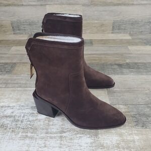 Vince Camuto Boots Sz 6.5 Water Repellnt Suede Mid Shaft Rootbeer‎ Kortimy